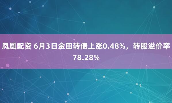 凤凰配资 6月3日金田转债上涨0.48%，转股溢价率78.28%