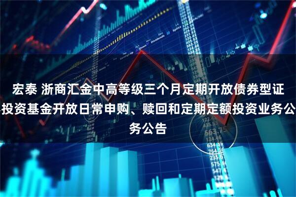 宏泰 浙商汇金中高等级三个月定期开放债券型证券投资基金开放日常申购、赎回和定期定额投资业务公告
