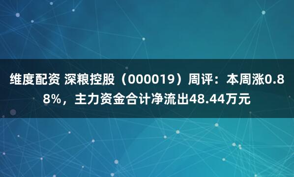 维度配资 深粮控股（000019）周评：本周涨0.88%，主力资金合计净流出48.44万元