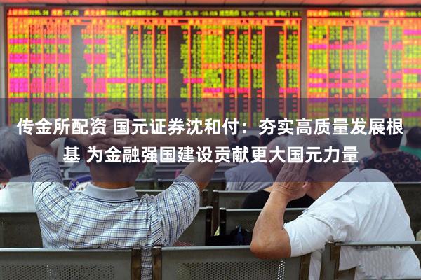 传金所配资 国元证券沈和付：夯实高质量发展根基 为金融强国建设贡献更大国元力量